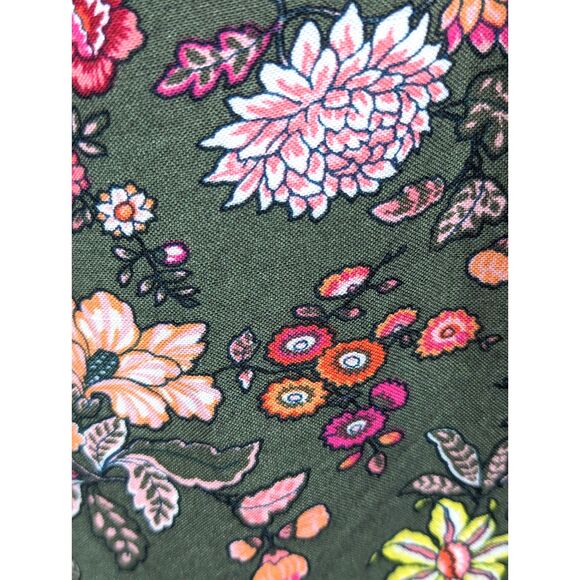 LOFT Summery Boho Cottage Floral Linen-Blend Halter Tank in Fresh Thyme Size XS - Picture 3 of 8